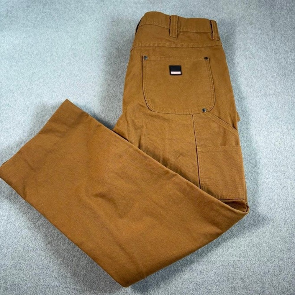 Craftsman Carpenter Pants Mens 38x34 Brown Duck Canvas Double Knee Workwear